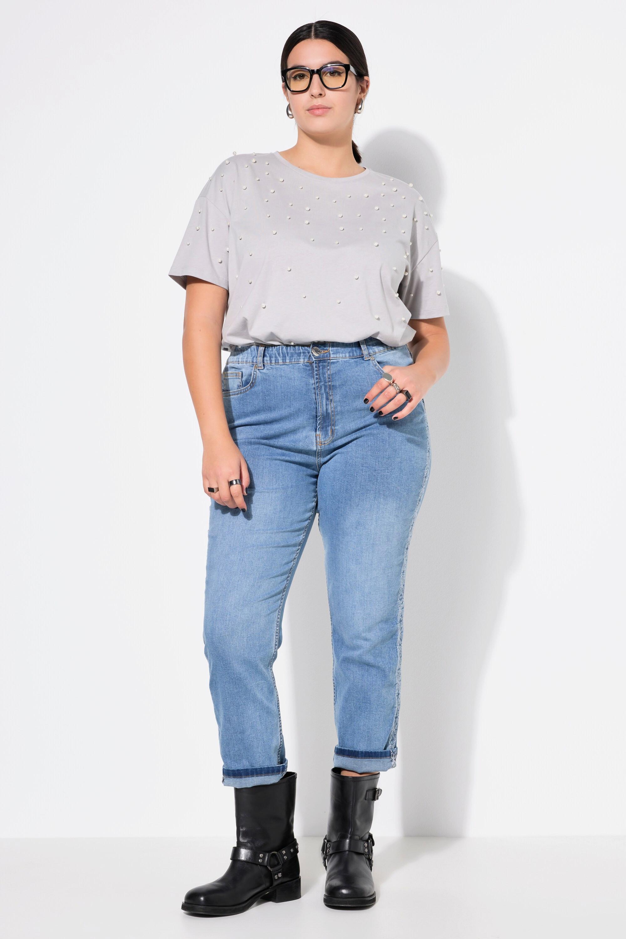 Studio Untold  Mom-Jeans, seitliche Stickereiborte, 5-Pocket 