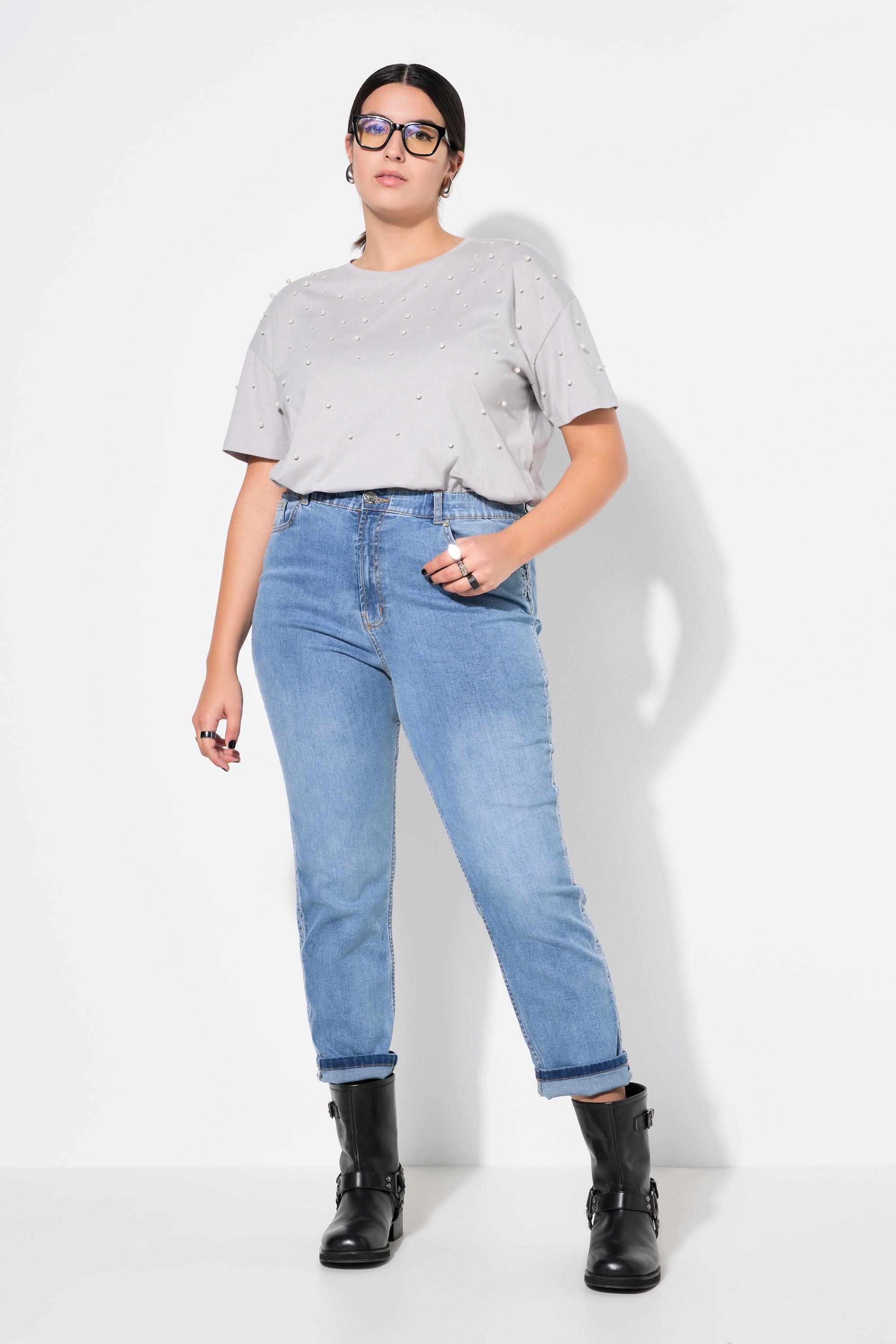 Studio Untold  Mom-Jeans, seitliche Stickereiborte, 5-Pocket 