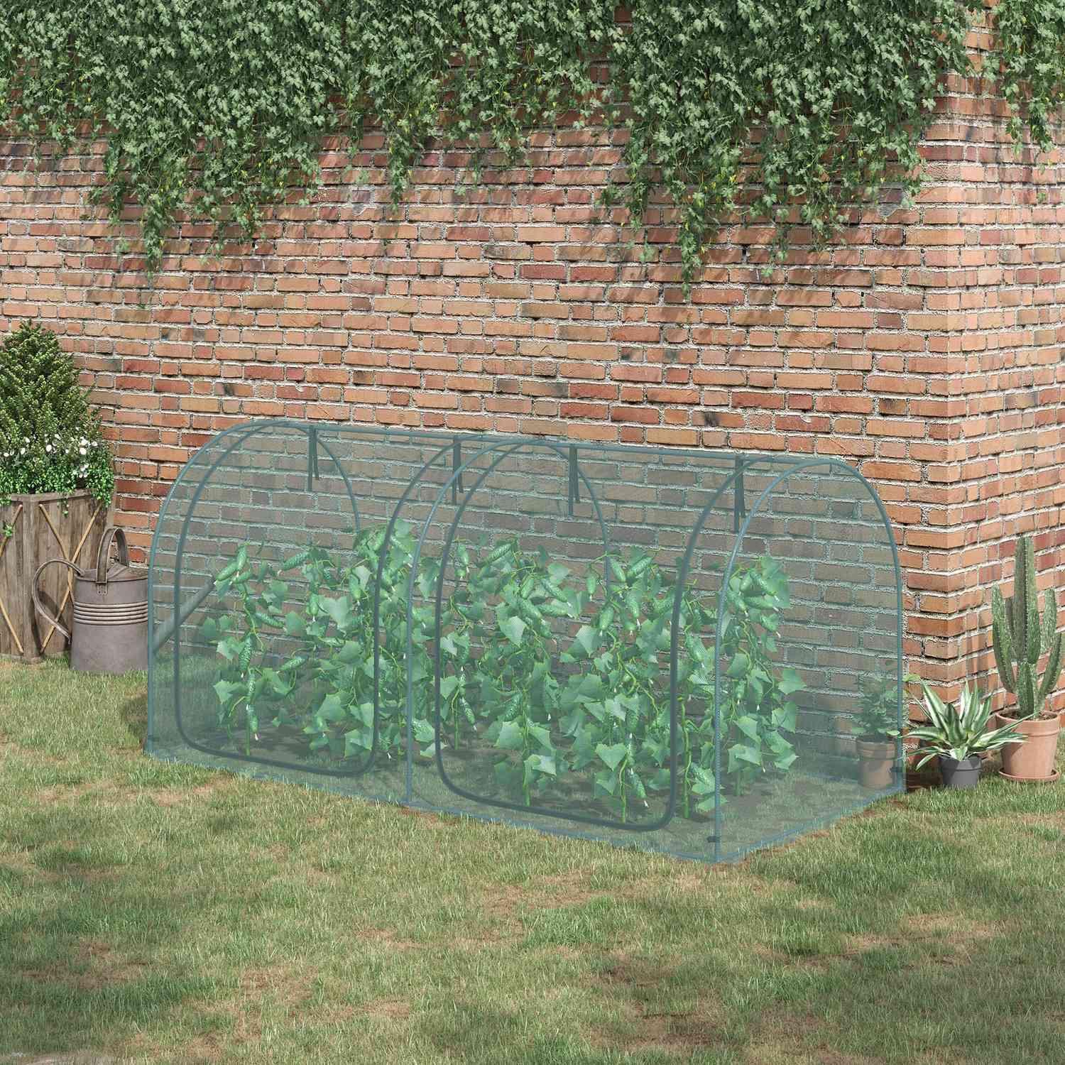 Northio Mini Serra 2,49X1,2M Tenda Per La Protezione Delle Piante Con Porta, Per Giardino E Balcone, Struttura In Acciaio E Rete In Hdpe, Verde Scuro  