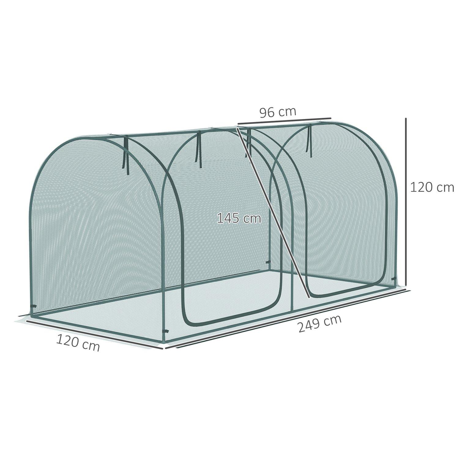 Northio Mini Serra 2,49X1,2M Tenda Per La Protezione Delle Piante Con Porta, Per Giardino E Balcone, Struttura In Acciaio E Rete In Hdpe, Verde Scuro  