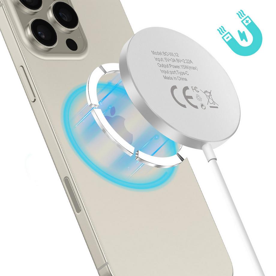 Avizar  Caricatore MagSafe per iPhone ricarica 15W con cavo USB-C 1m compatto 