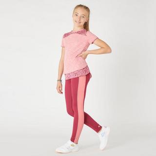 DOMYOS  Leggings S500 atmungsaktiv Mädchen bordeaux 