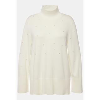 Ulla Popken  Maglione con perle, collo alto e maniche lunghe 