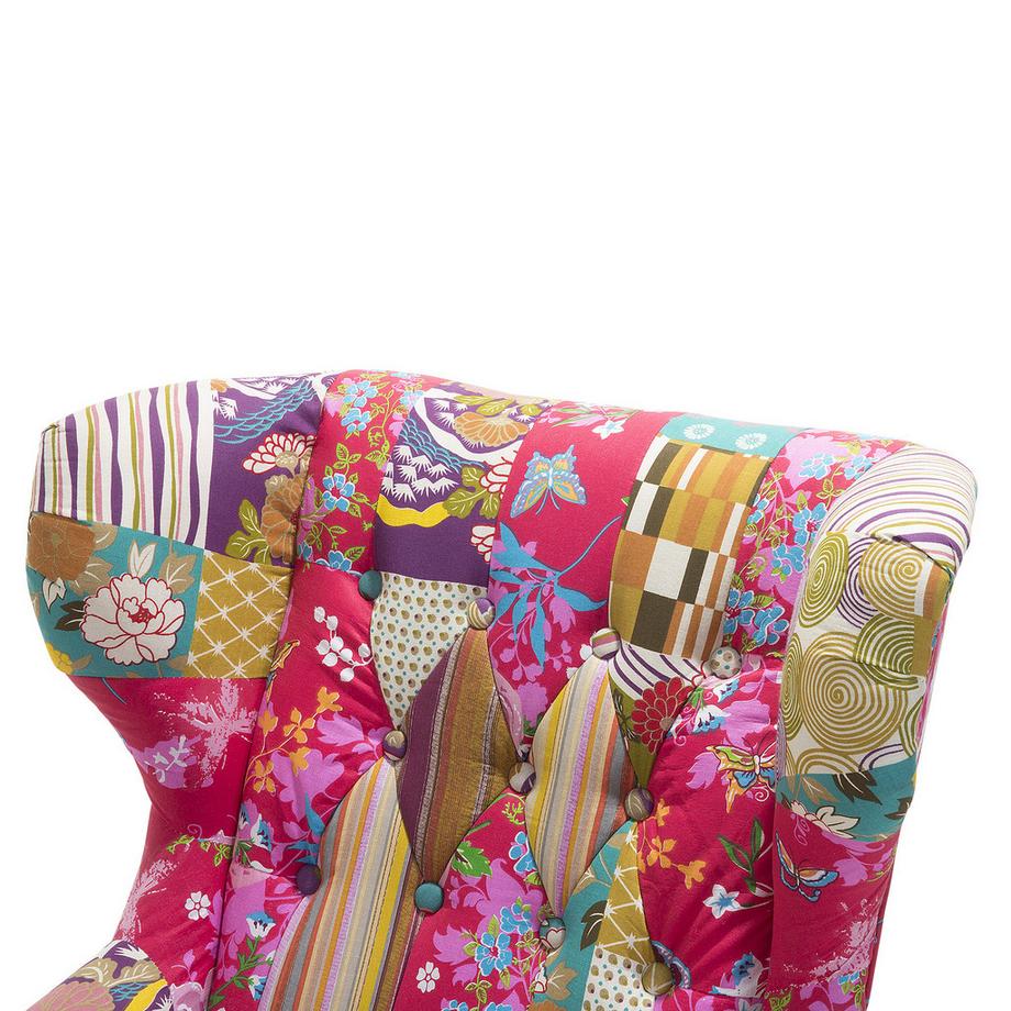 Beliani Fauteuil à oreilles en Tissu Boho MOLDE  