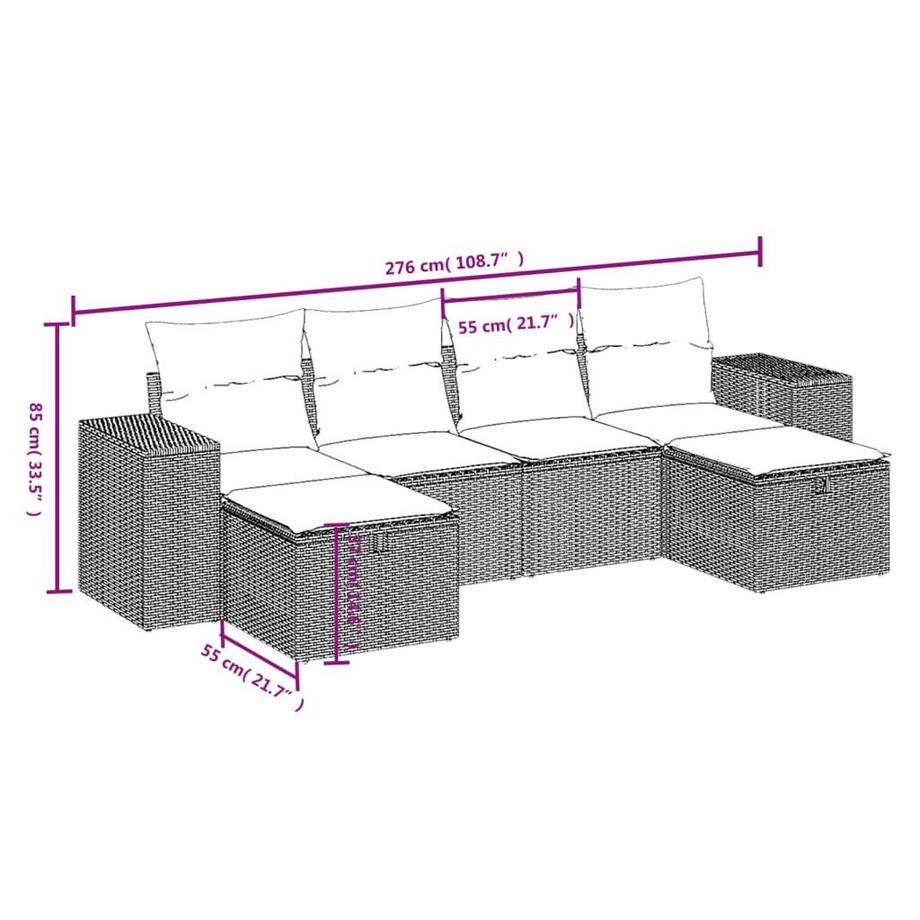 VidaXL Ensemble de canapés de jardin rotin synthétique  