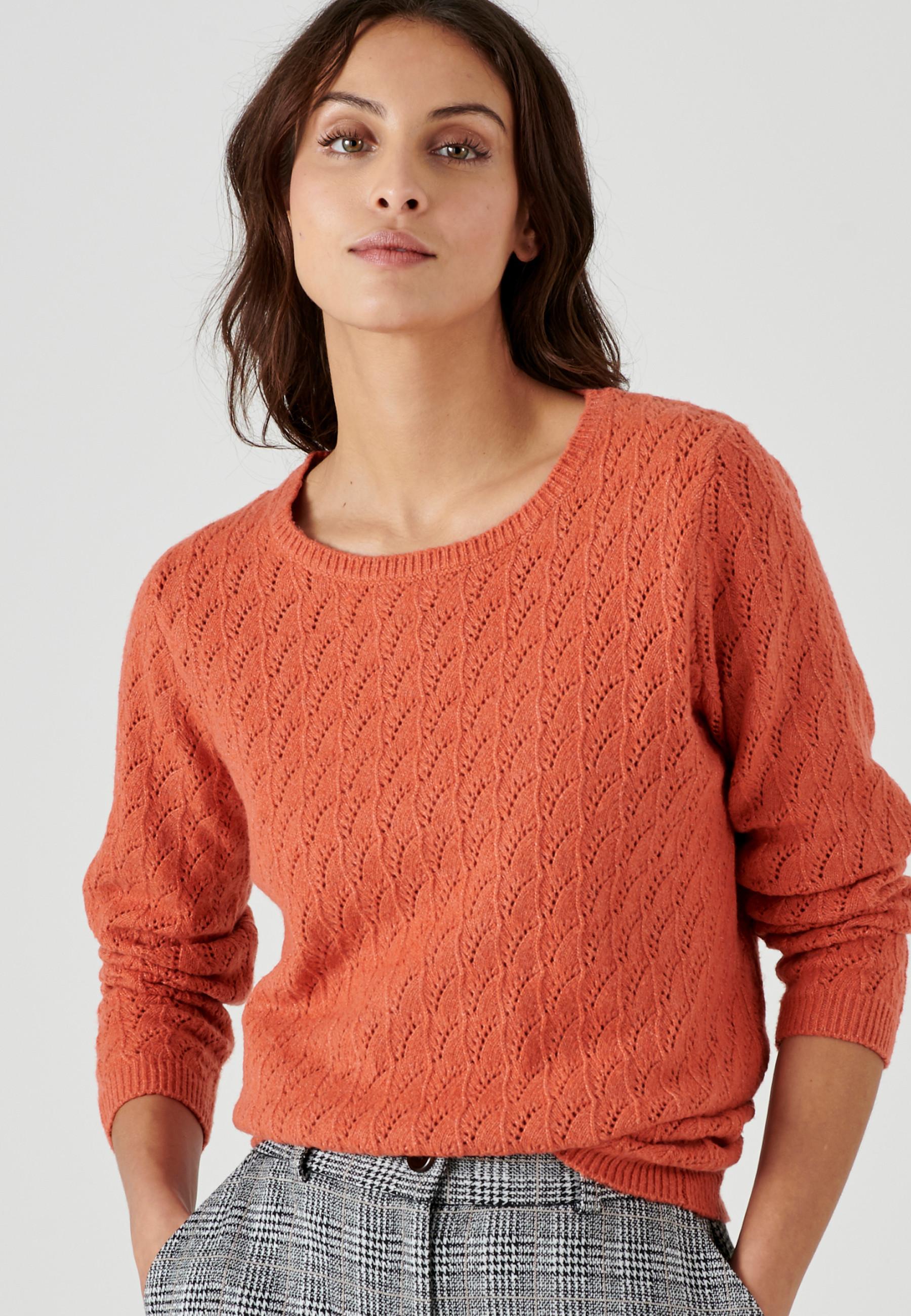 Image of Ajour-strickpullover Damen Orange 38/40