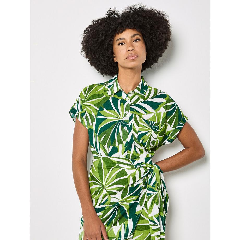 APRICOT Mini-jupe Portefeuille Imprimé Feuilles Tropicales  