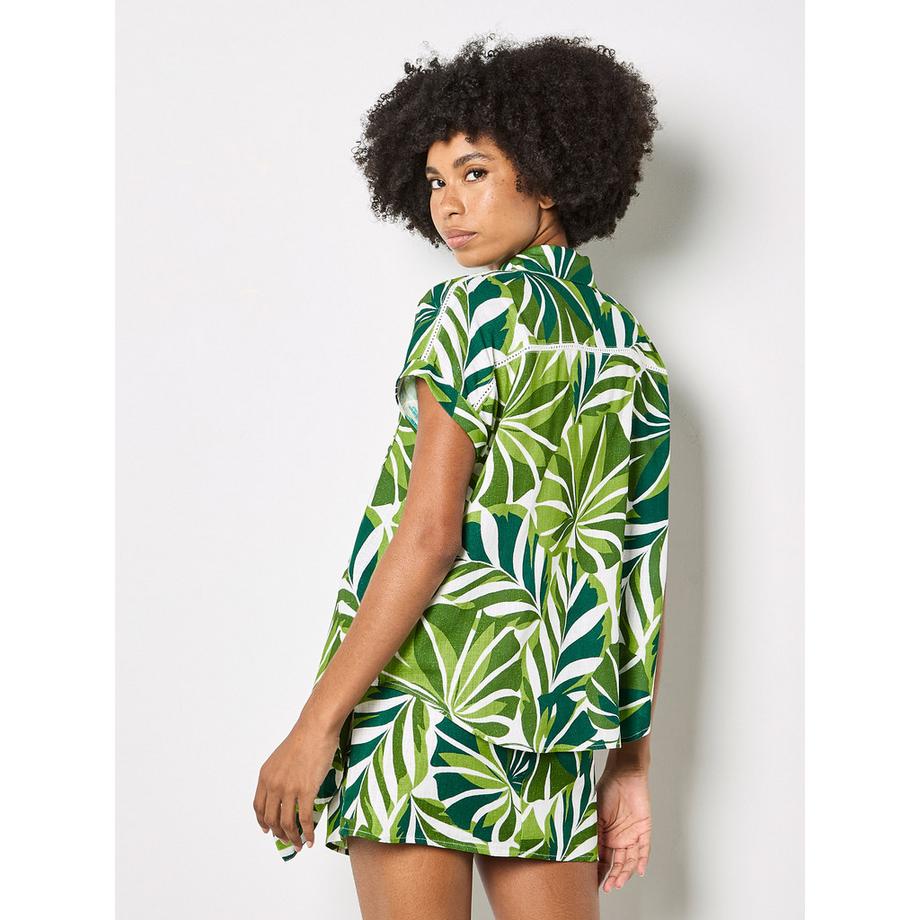 APRICOT Mini-jupe Portefeuille Imprimé Feuilles Tropicales  