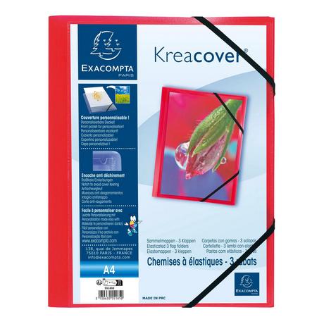 Exacompta Sammelmappe A4, PP, 3 Klappen mit Gummizugverschluss, Kreacover - x 25  