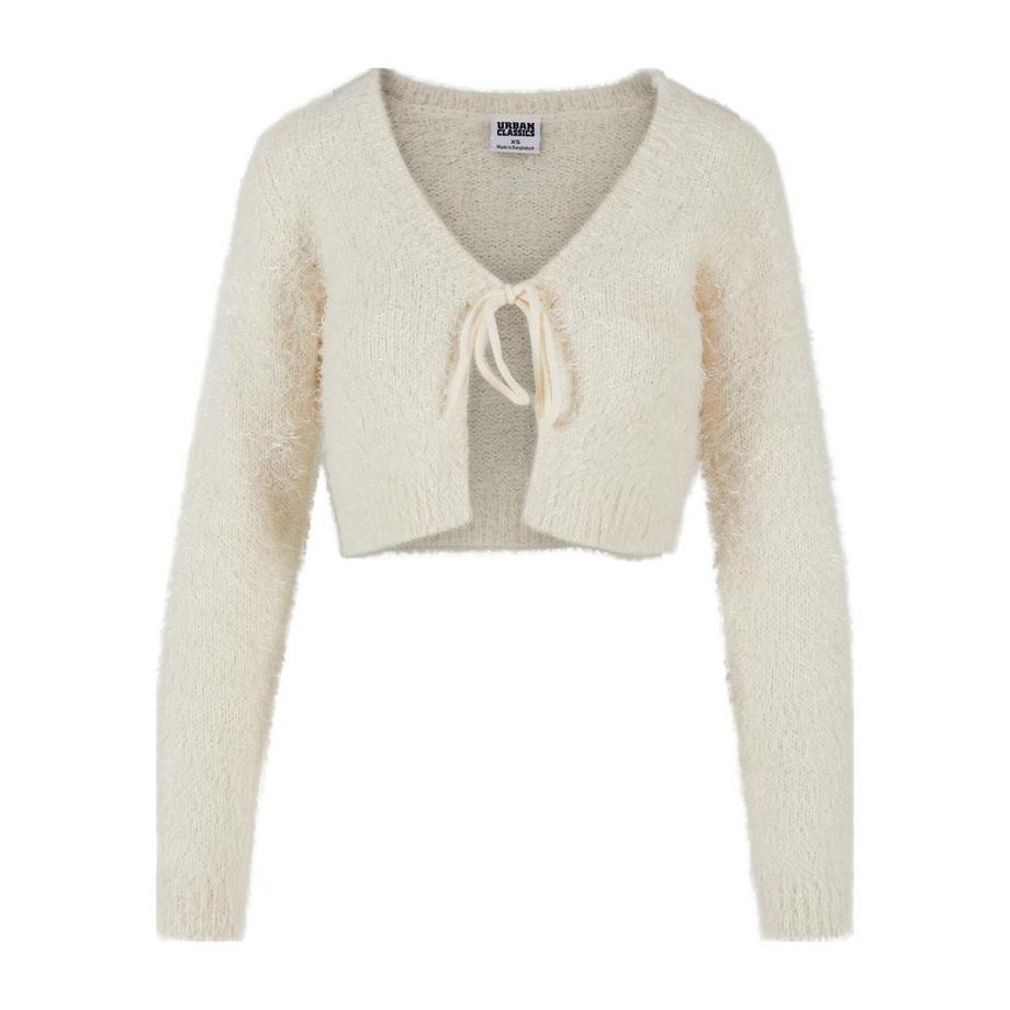 kurze strickjacke aus daunen, geknotet,