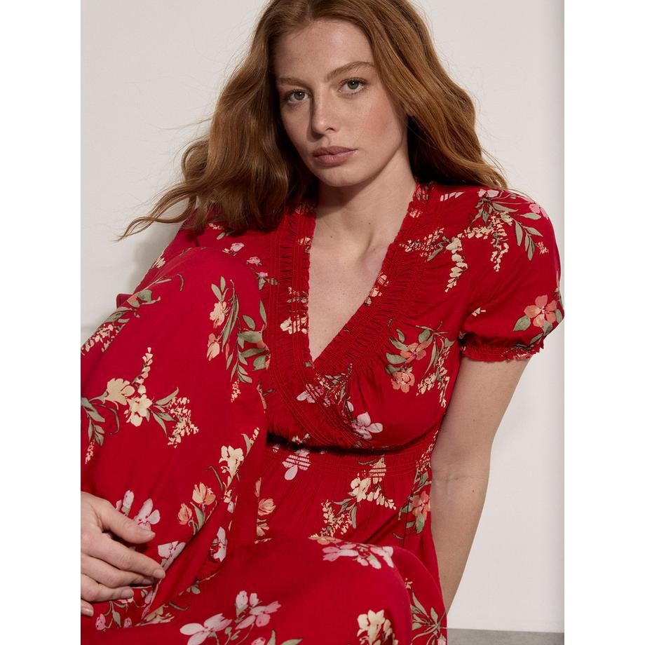 APRICOT Robe Longue Motif Floral Aquarelle  