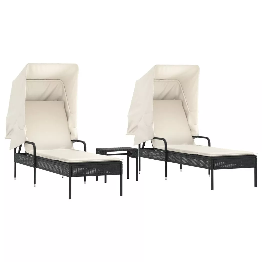 VidaXL - Chaise longue rotin synthétique, One Size, Noir