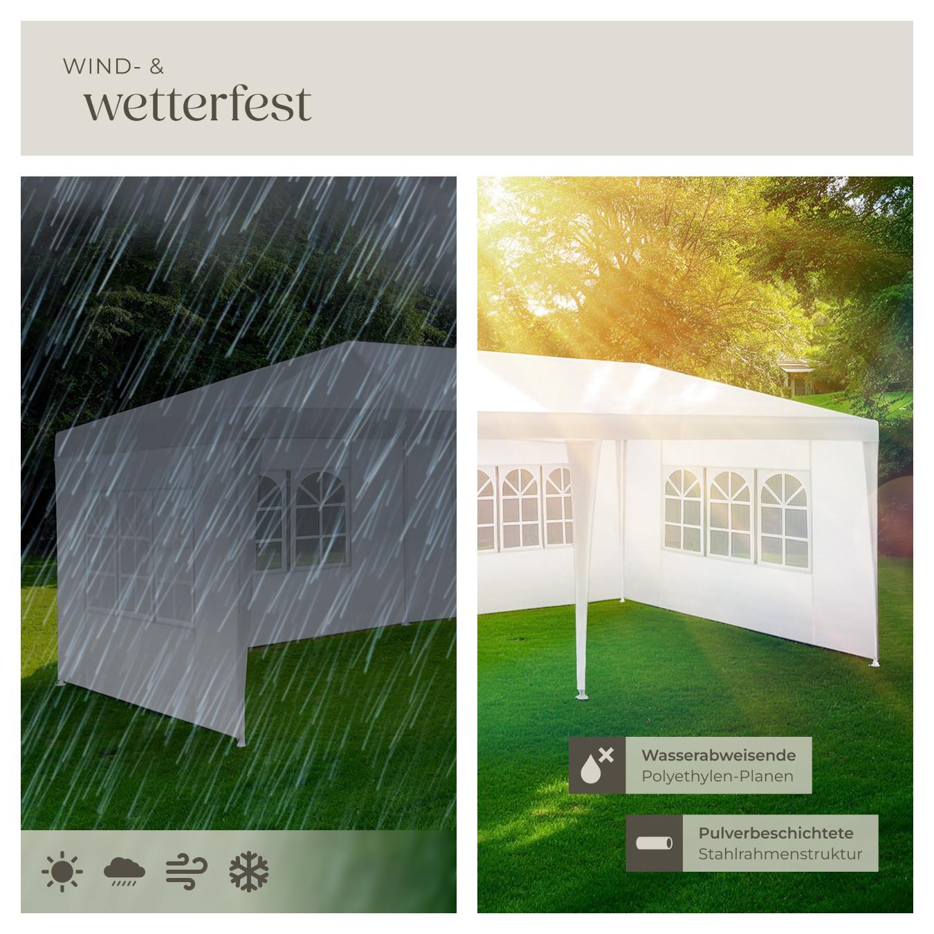 Tectake Pavillon Novara 6 x 3 m, im Stecksystem 5 abnehmbare Seitenteile  