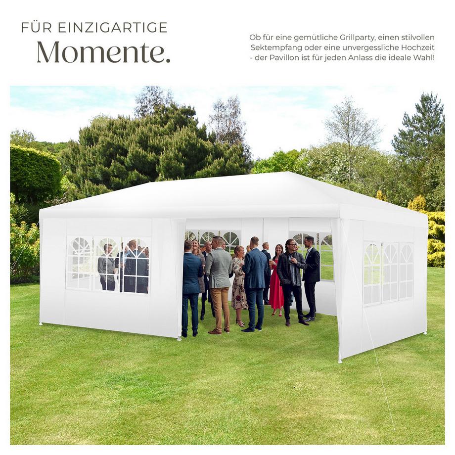 Tectake Pavillon Novara 6 x 3 m, im Stecksystem 5 abnehmbare Seitenteile  