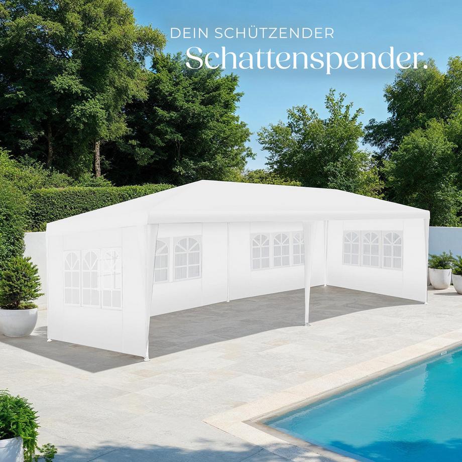 Tectake Pavillon Novara 6 x 3 m, im Stecksystem 5 abnehmbare Seitenteile  