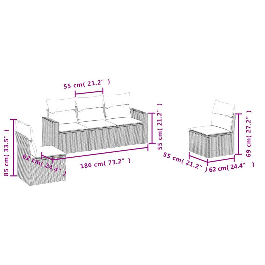 VidaXL Garten sofagarnitur poly-rattan  