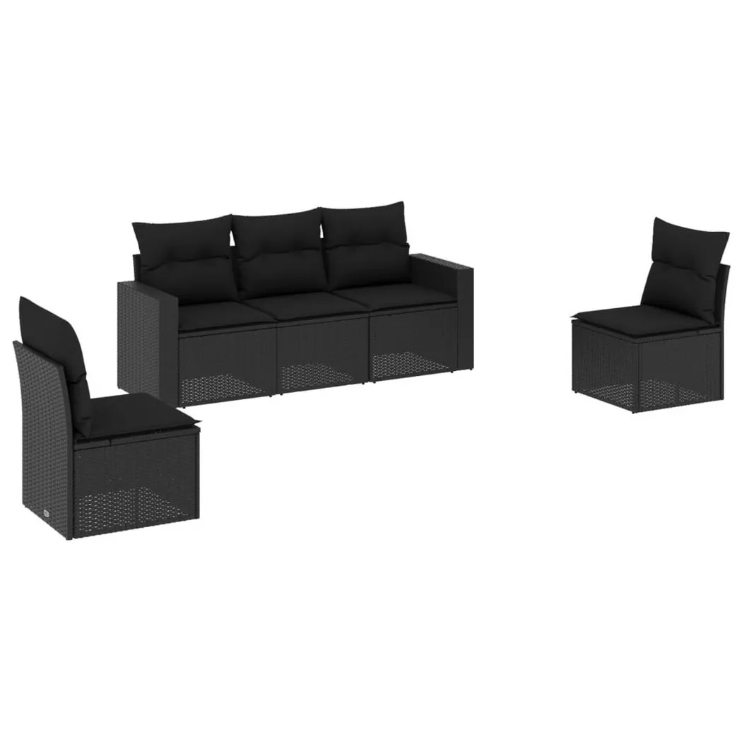 VidaXL - Ensemble de canapés de jardin rotin synthétique, One Size, Noir