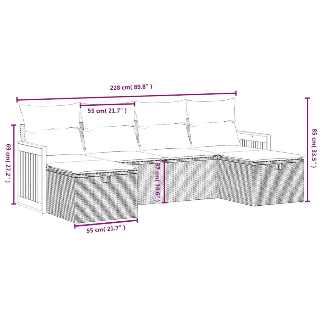 VidaXL Ensemble de canapés de jardin rotin synthétique  