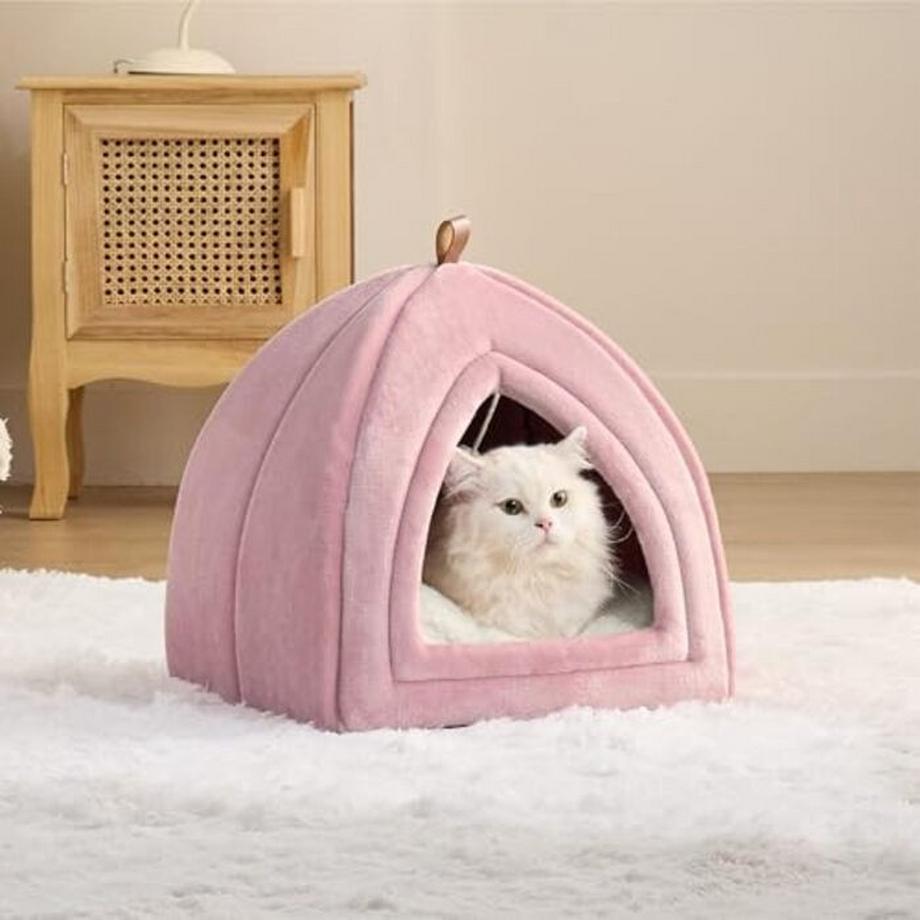 Alopini  Grotte pour Chats Gros Chats - Lit Pliable pour Chat avec Oreillers Lavables, Tente pour Chat pour Chatons Petits et Moyens Animaux, Maison pour Chat Douce et Chaude pour l'intérieur, 38x38x38cm 