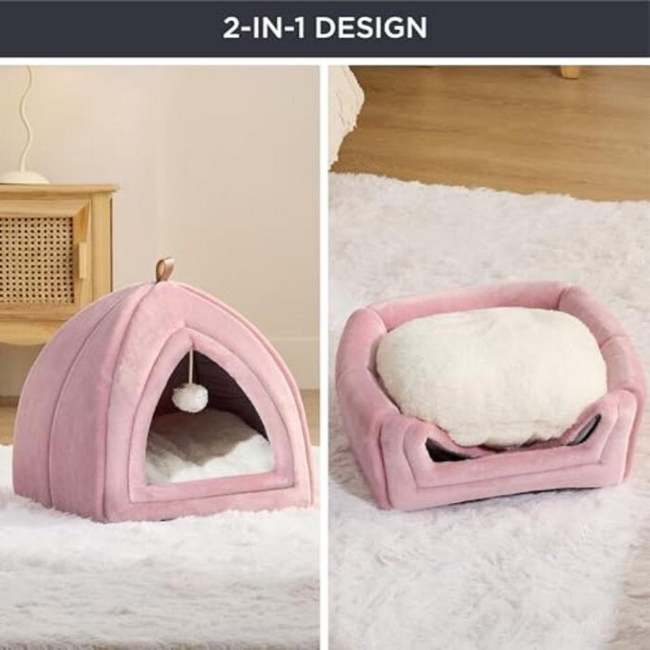 Alopini  Grotte pour Chats Gros Chats - Lit Pliable pour Chat avec Oreillers Lavables, Tente pour Chat pour Chatons Petits et Moyens Animaux, Maison pour Chat Douce et Chaude pour l'intérieur, 38x38x38cm 