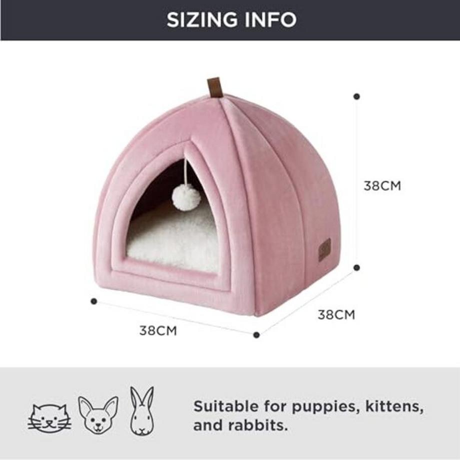 Alopini  Grotte pour Chats Gros Chats - Lit Pliable pour Chat avec Oreillers Lavables, Tente pour Chat pour Chatons Petits et Moyens Animaux, Maison pour Chat Douce et Chaude pour l'intérieur, 38x38x38cm 