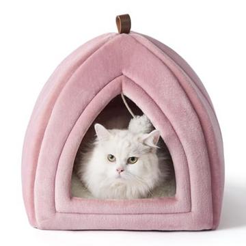 Grotte pour Chats Gros Chats - Lit Pliable pour Chat avec Oreillers Lavables, Tente pour Chat pour Chatons Petits et Moyens Animaux, Maison pour Chat Douce et Chaude pour l'intérieur, 38x38x38cm