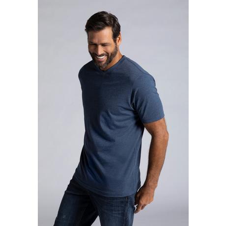 JP1880  T-shirt basic con scollo a V blu medio mélange 