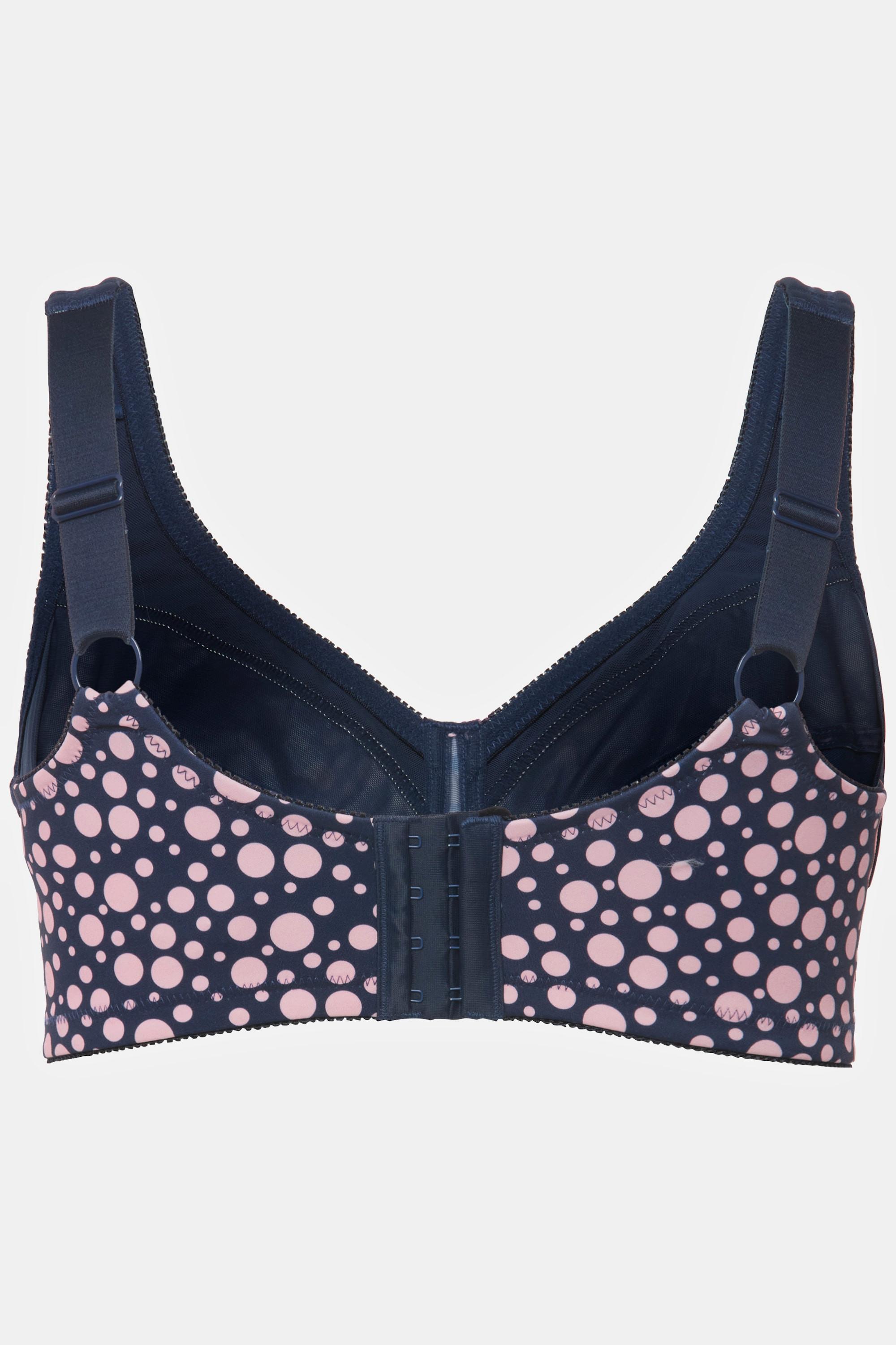 Ulla Popken  Soutien-gorge de maintien, sans armatures. Imprimé à pois. Bonnet C-H. 