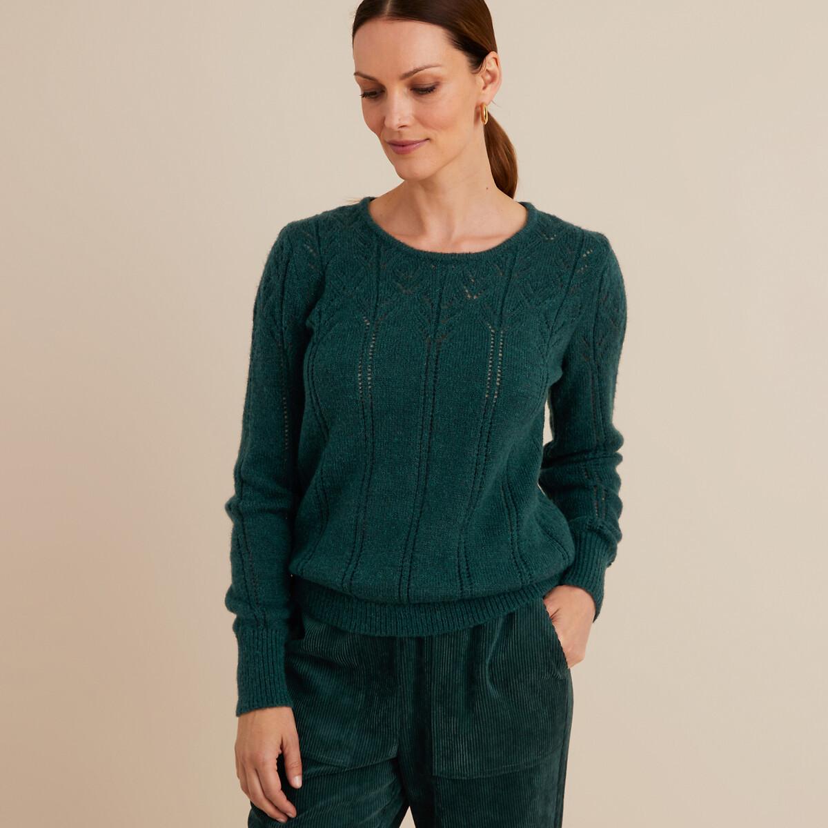 La Redoute Collections  Feinstrickpullover mit Rundhalsausschnitt & Pointelle-Muster 