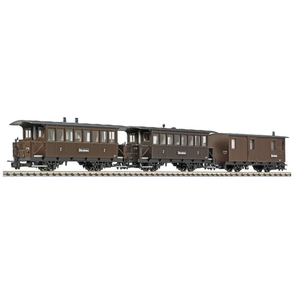 Liliput  Lot de 3 wagons de voyageurs 2 essieux H0e B14 et B17 Maintwg. PF51 de la voie de Zillertal 