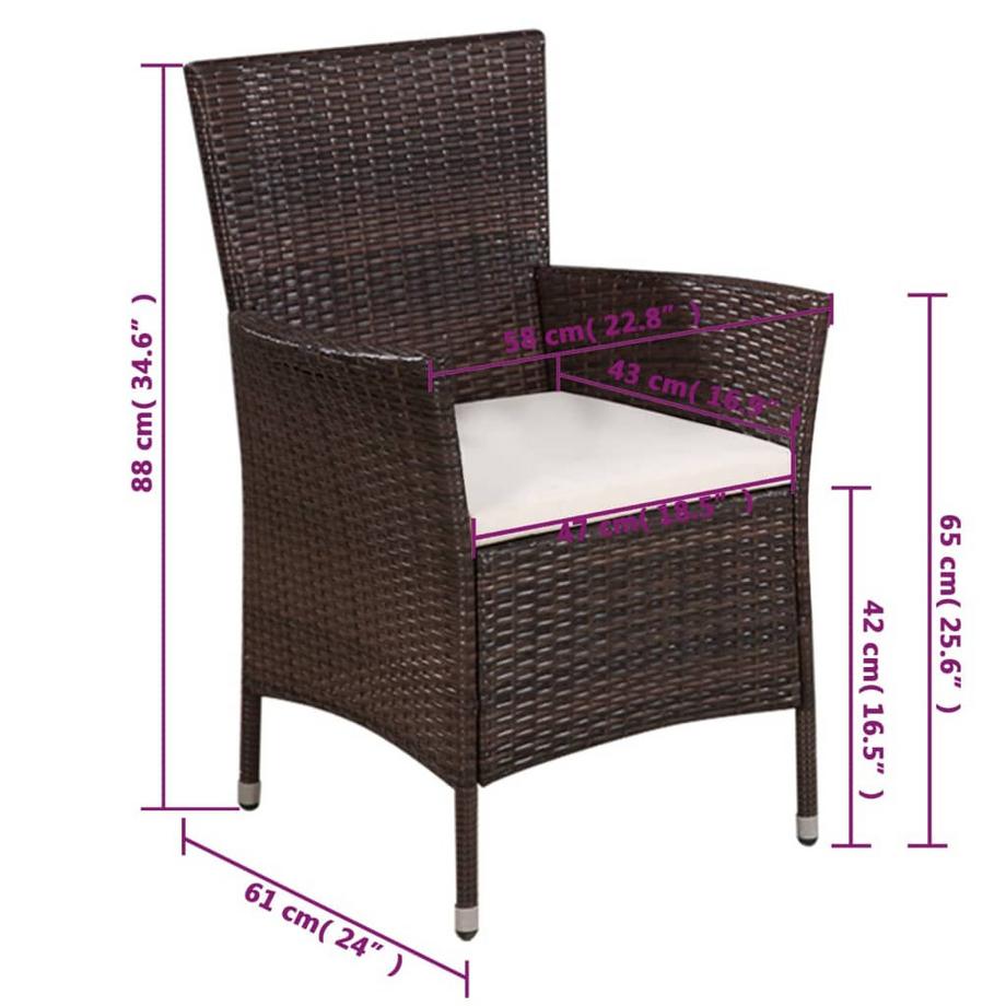 VidaXL Esszimmerstuhl mit hocker poly-rattan  