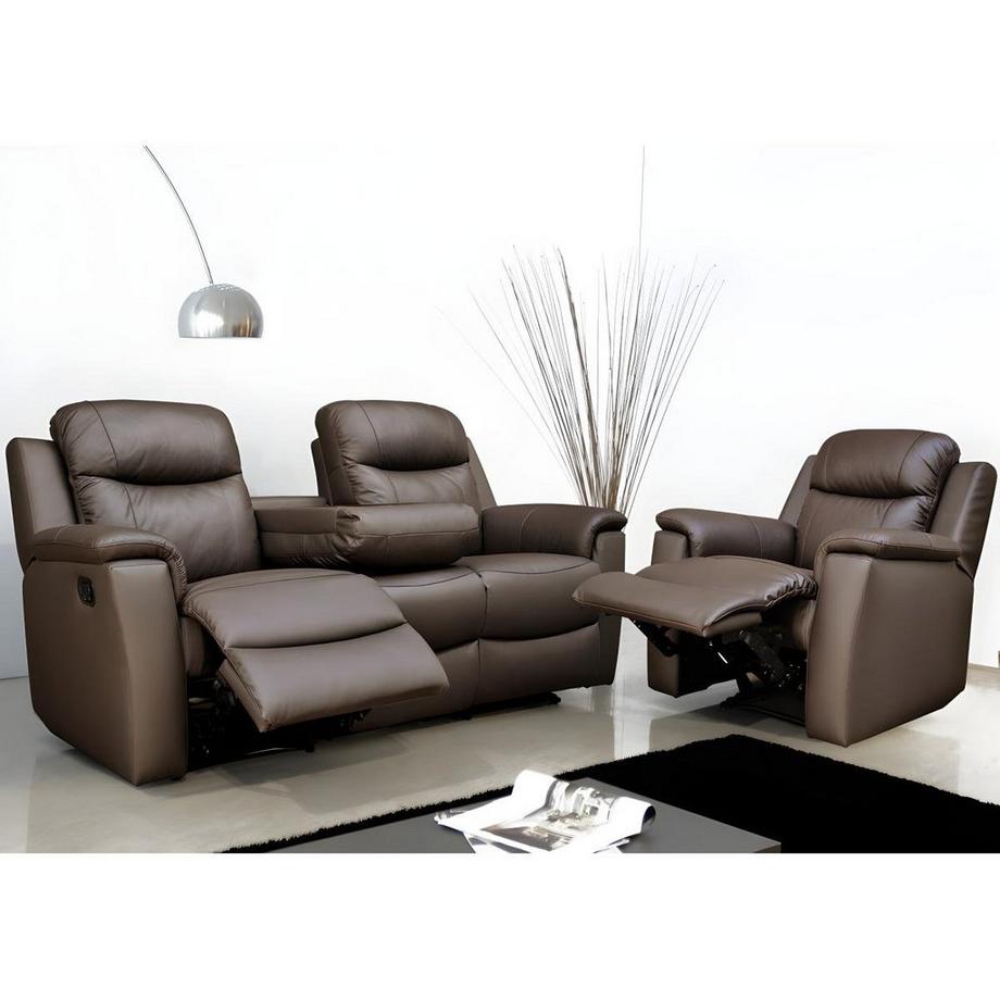 Vente-unique Canapé 3+1 places relax EVASION en cuir  