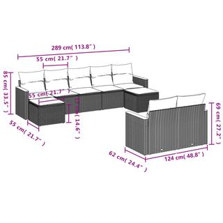 VidaXL Ensemble de canapés de jardin rotin synthétique  