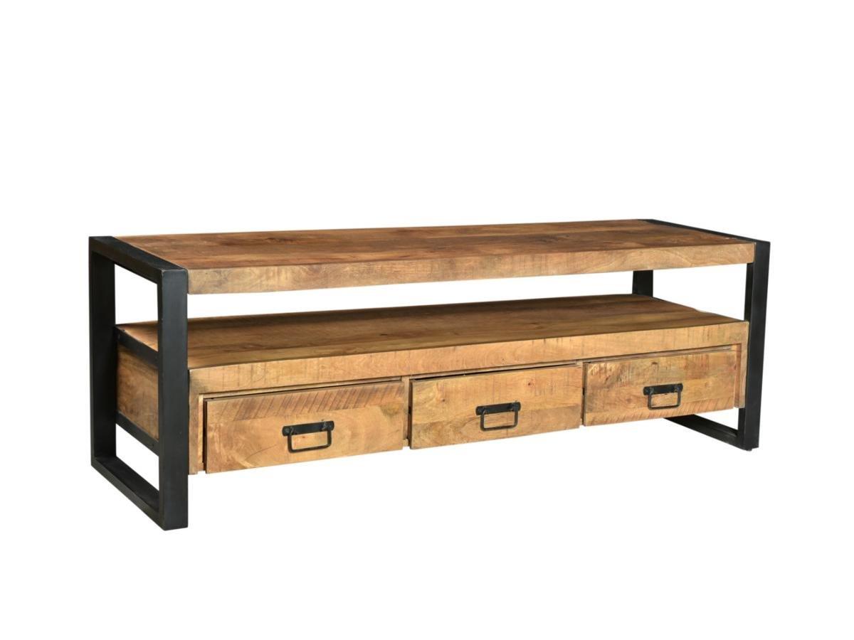 Image of TVMöbel Mangoholz Metall HARLEM 3 Schubladen TVMöbel Mangoholz Metall HARLEM 3 Schubladen