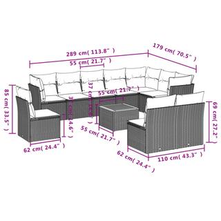 VidaXL Ensemble de canapés de jardin rotin synthétique  