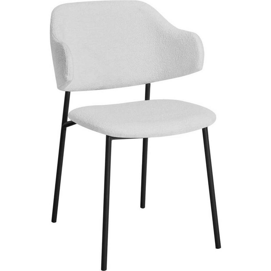 mutoni Armlehnstuhl Zalvora Bouclé Stoff weiss (2-er Set)  