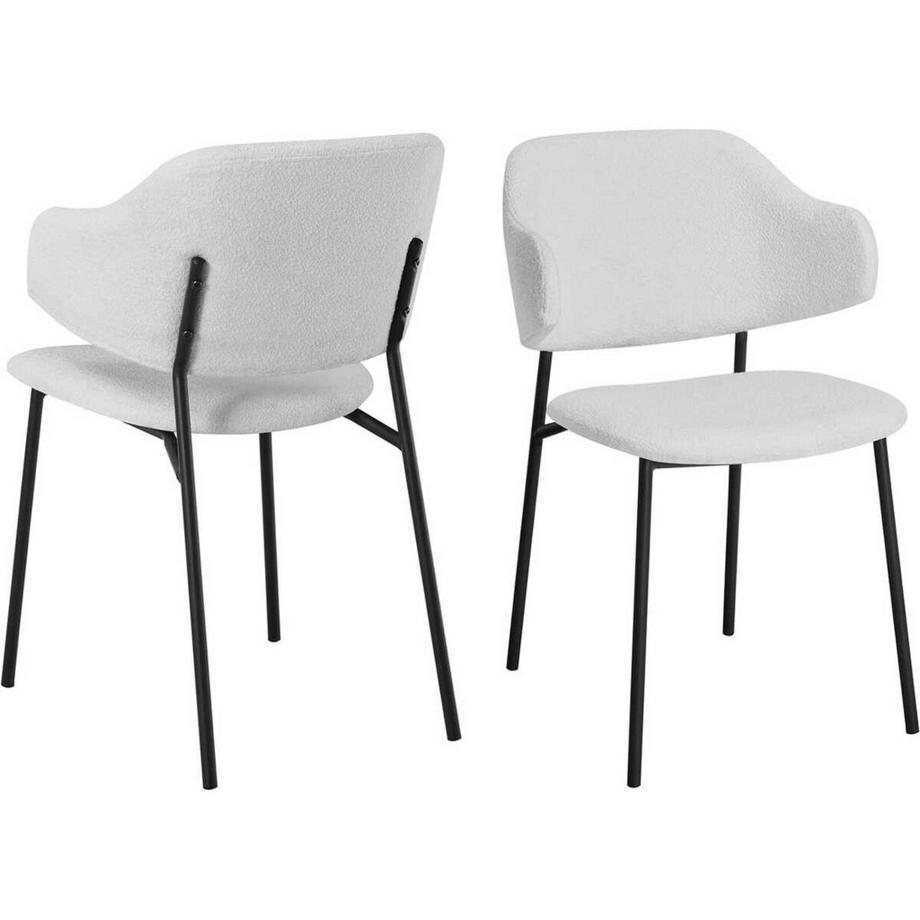 mutoni Armlehnstuhl Zalvora Bouclé Stoff weiss (2-er Set)  