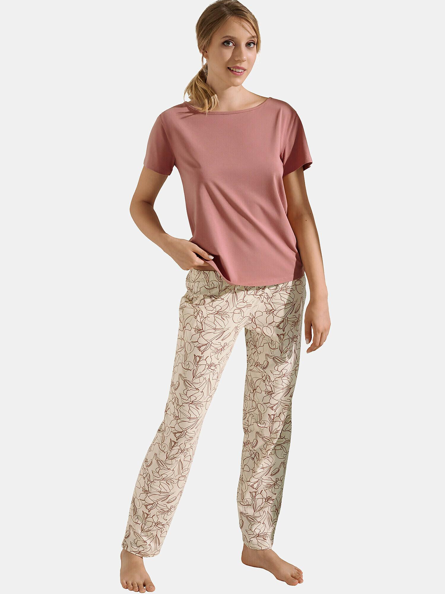 Image of Pyjama Hose T-shirt Kurzarm Nina Unisex Altrosa S