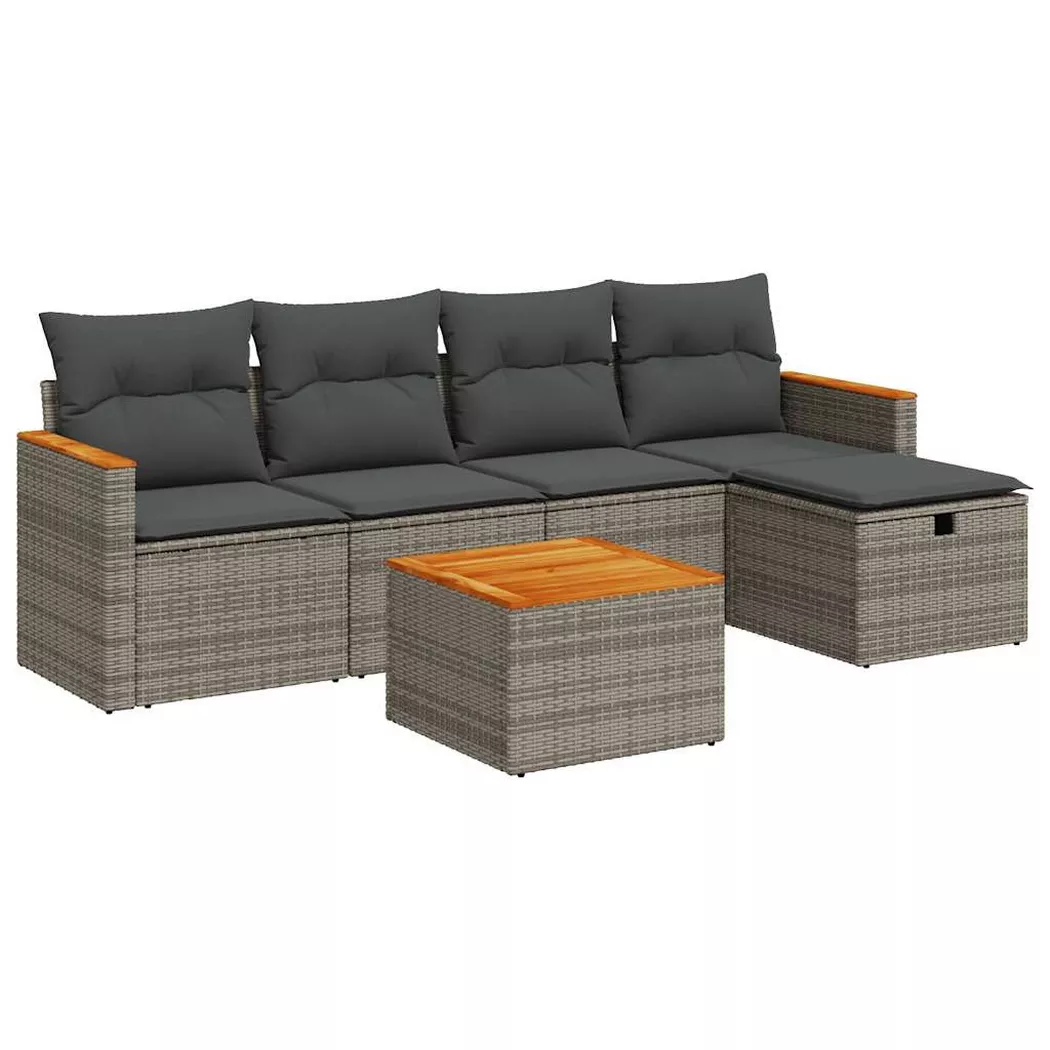 VidaXL - set di divani da giardino Polirattan, One Size, Grigio