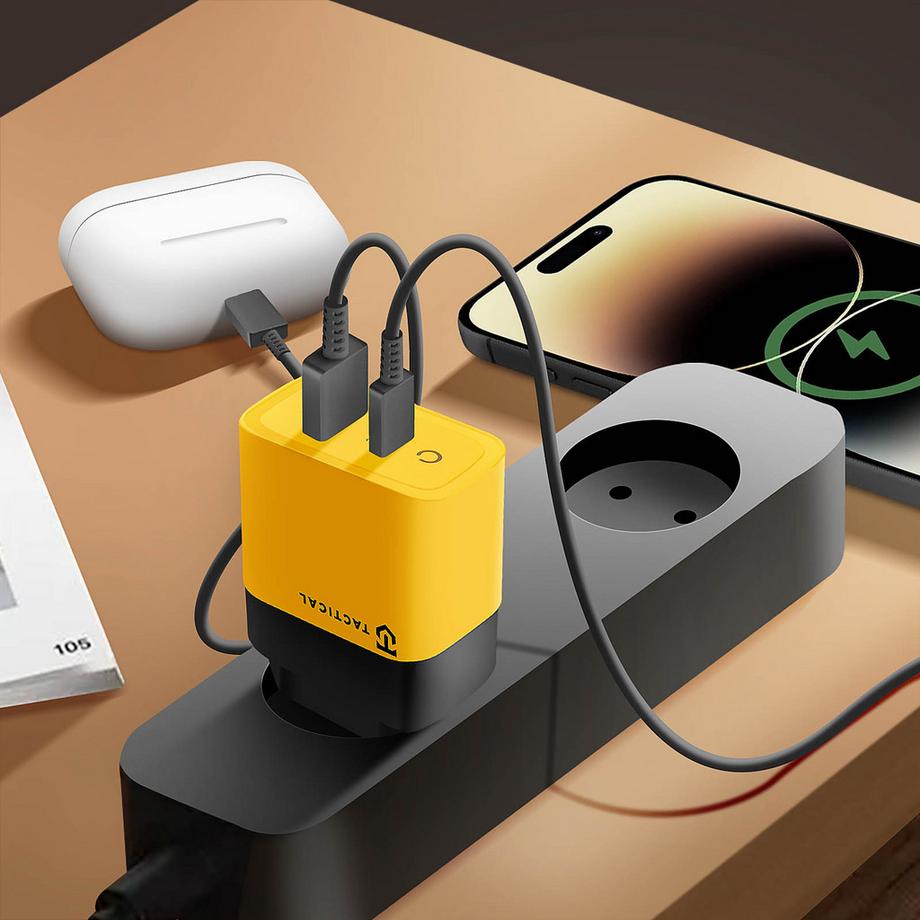 Avizar  Chargeur mural GaN Tactical jaune 45W 