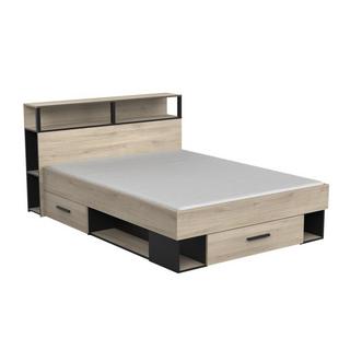 Vente-unique Letto con vani portaoggetti 140 x 190 cm Naturale e Nero - NOALIA  