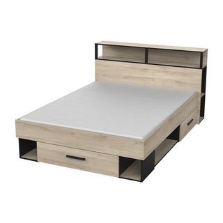 Vente-unique Letto con vani portaoggetti 140 x 190 cm Naturale e Nero - NOALIA  