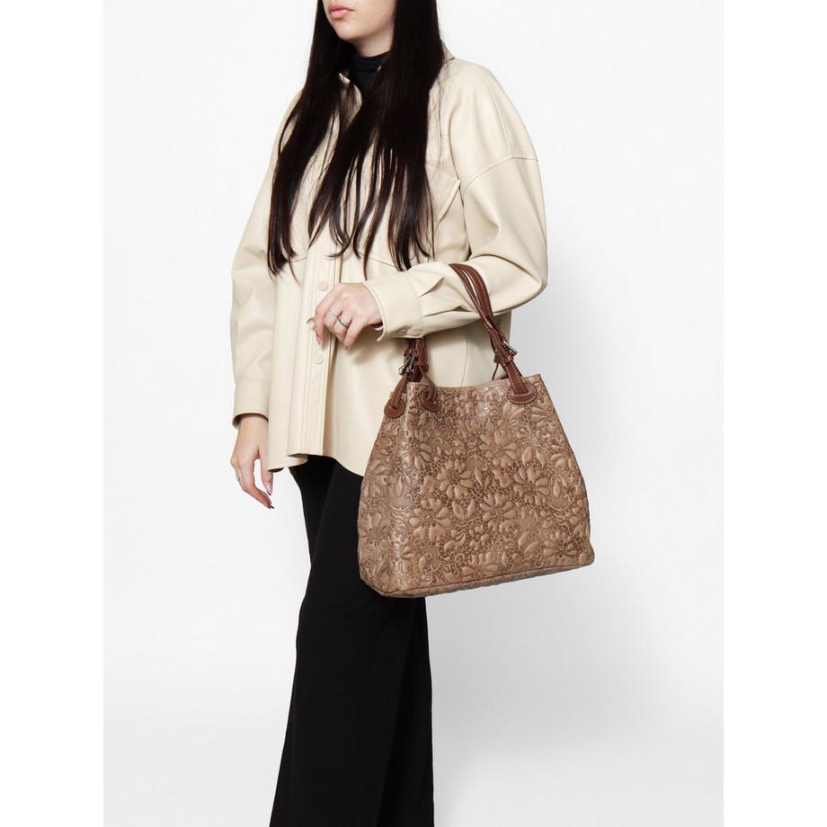 Gave Lux Borsa a mano floreale goffrata  