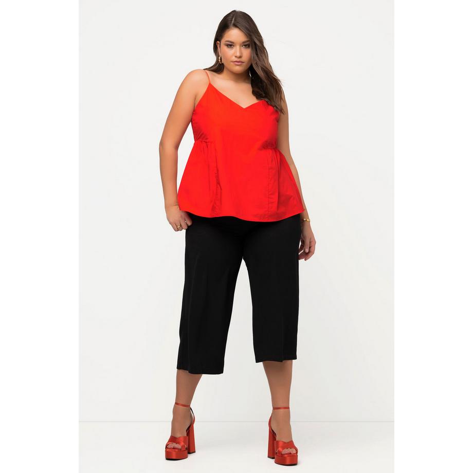 Ulla Popken A-Linie Spaghettiträger V-Ausschnitt Ärmelloses Top  