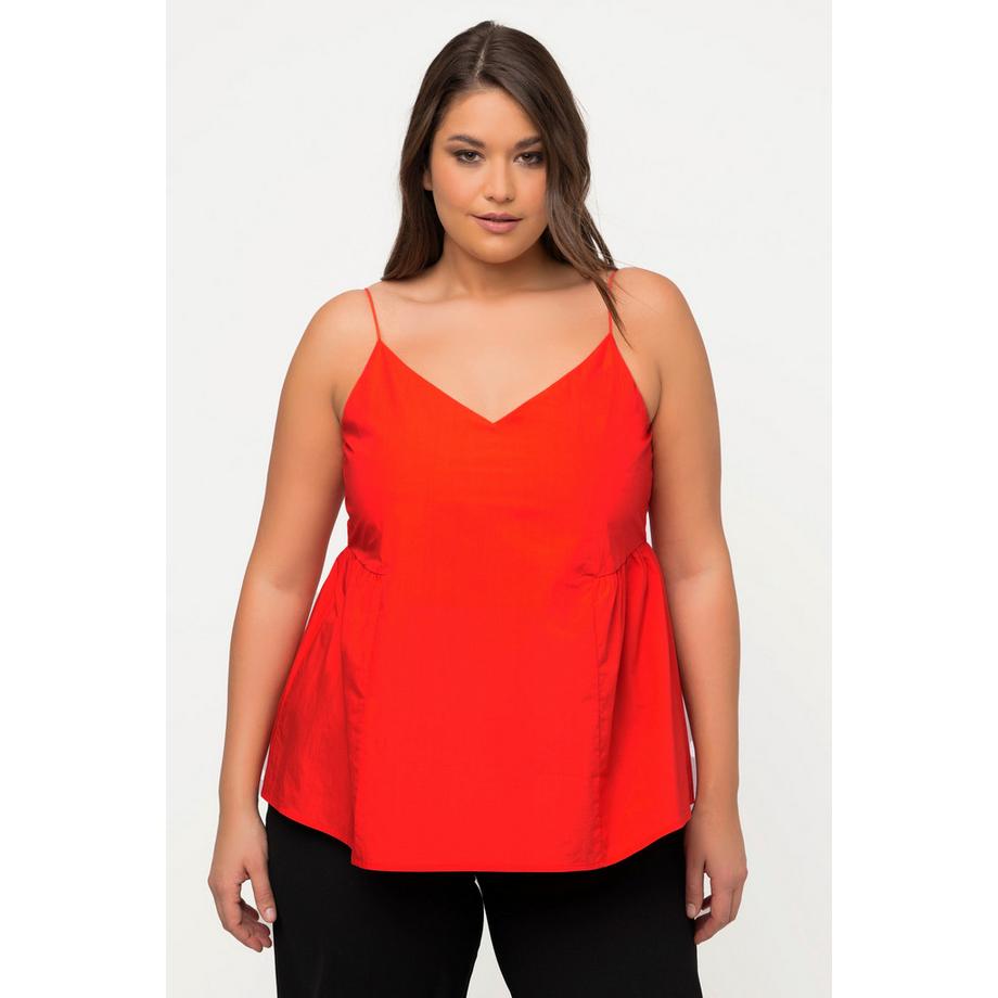 Ulla Popken A-Linie Spaghettiträger V-Ausschnitt Ärmelloses Top  