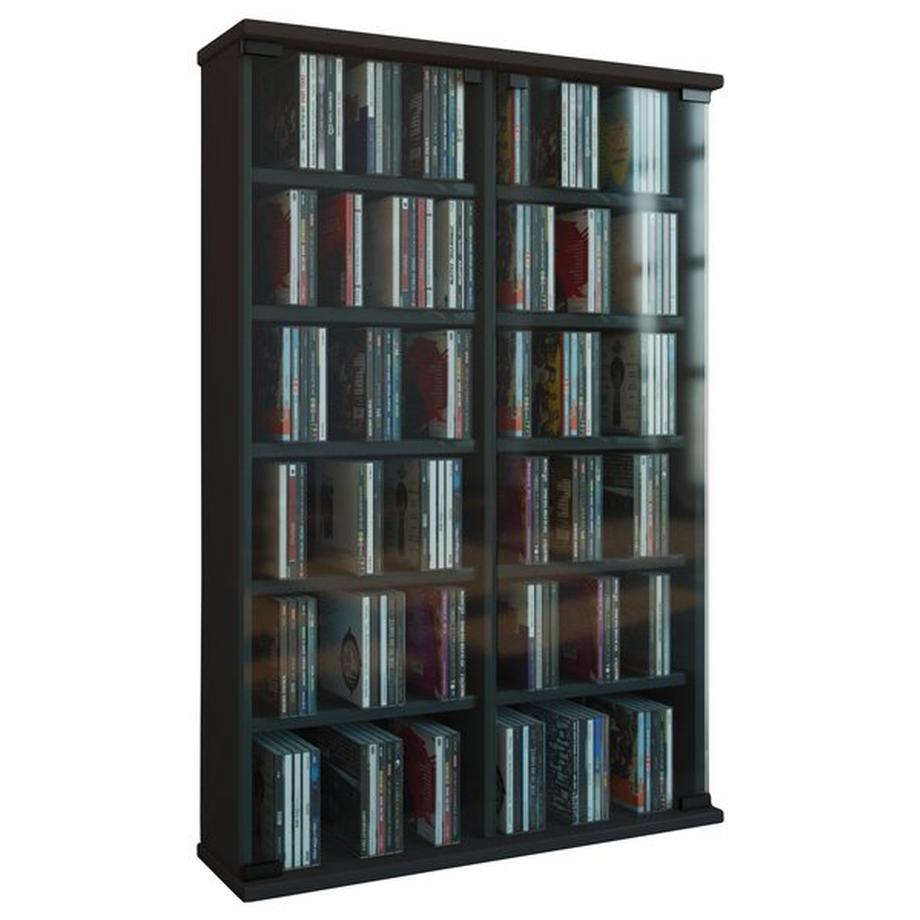 Bois CD DVD Stand Étagère Rangement Étagère sur pied Support Roma Porte en verre
