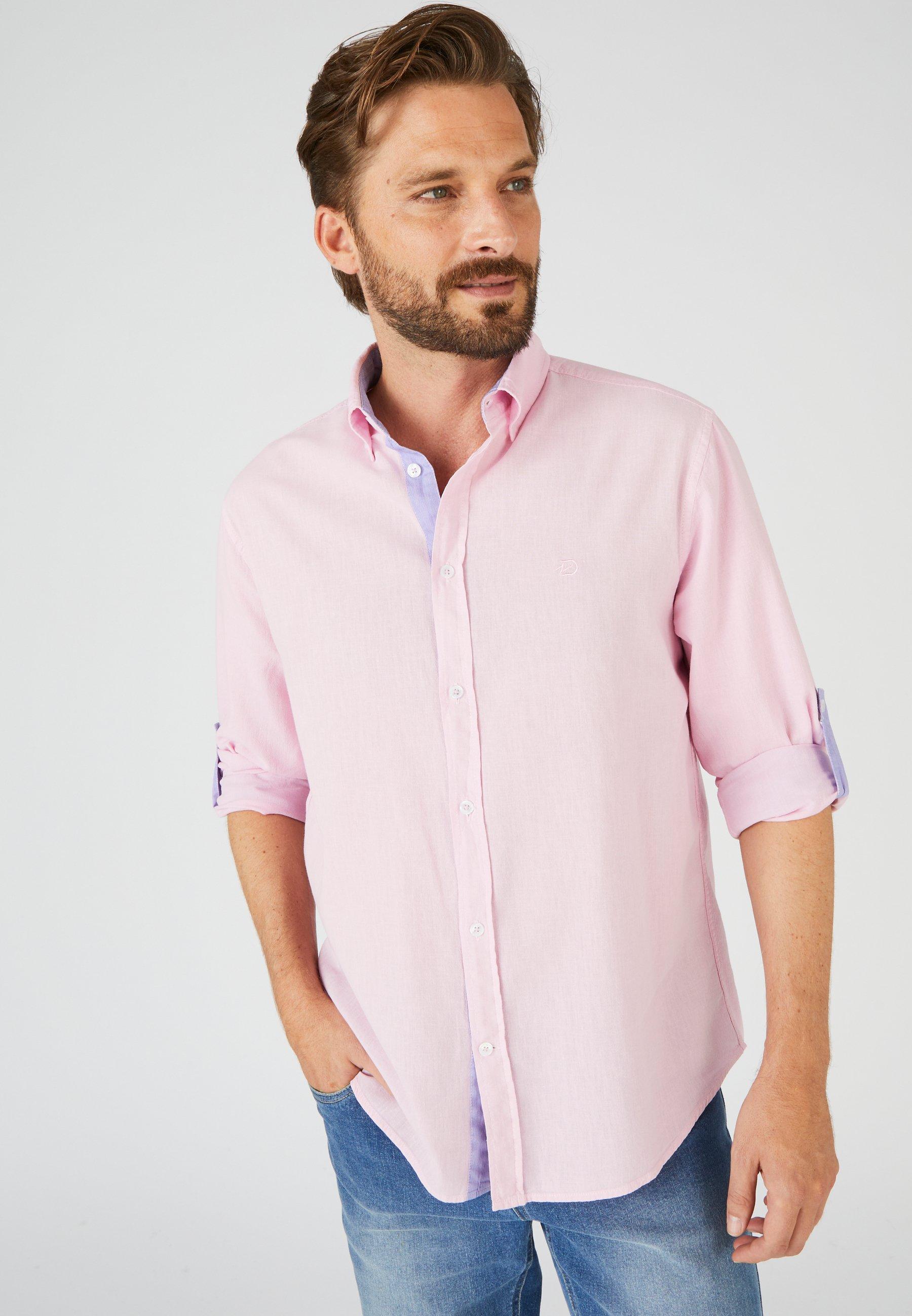 Image of Hemd Aus *baumwolle Und Leinen. Herren Rosa 41/42