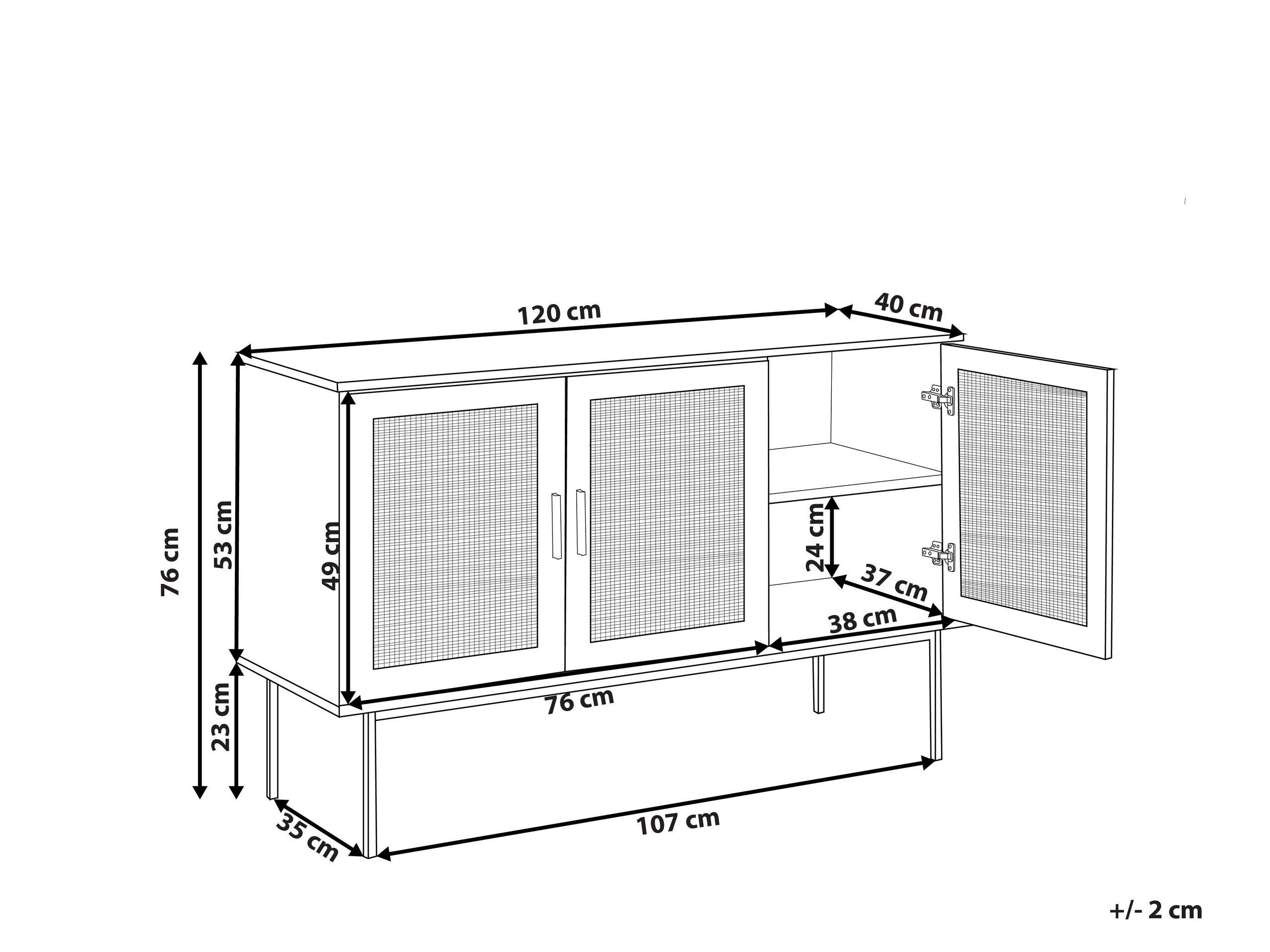 Beliani Commode 3 portes en Panneau de particules de bois Rétro PASCO  