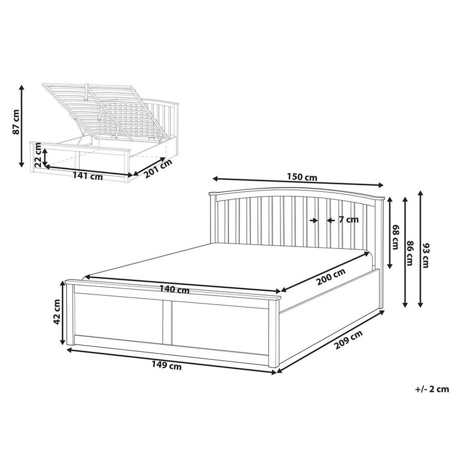 Beliani Bett mit Stauraum aus Kiefernholz  CLARBEC  
