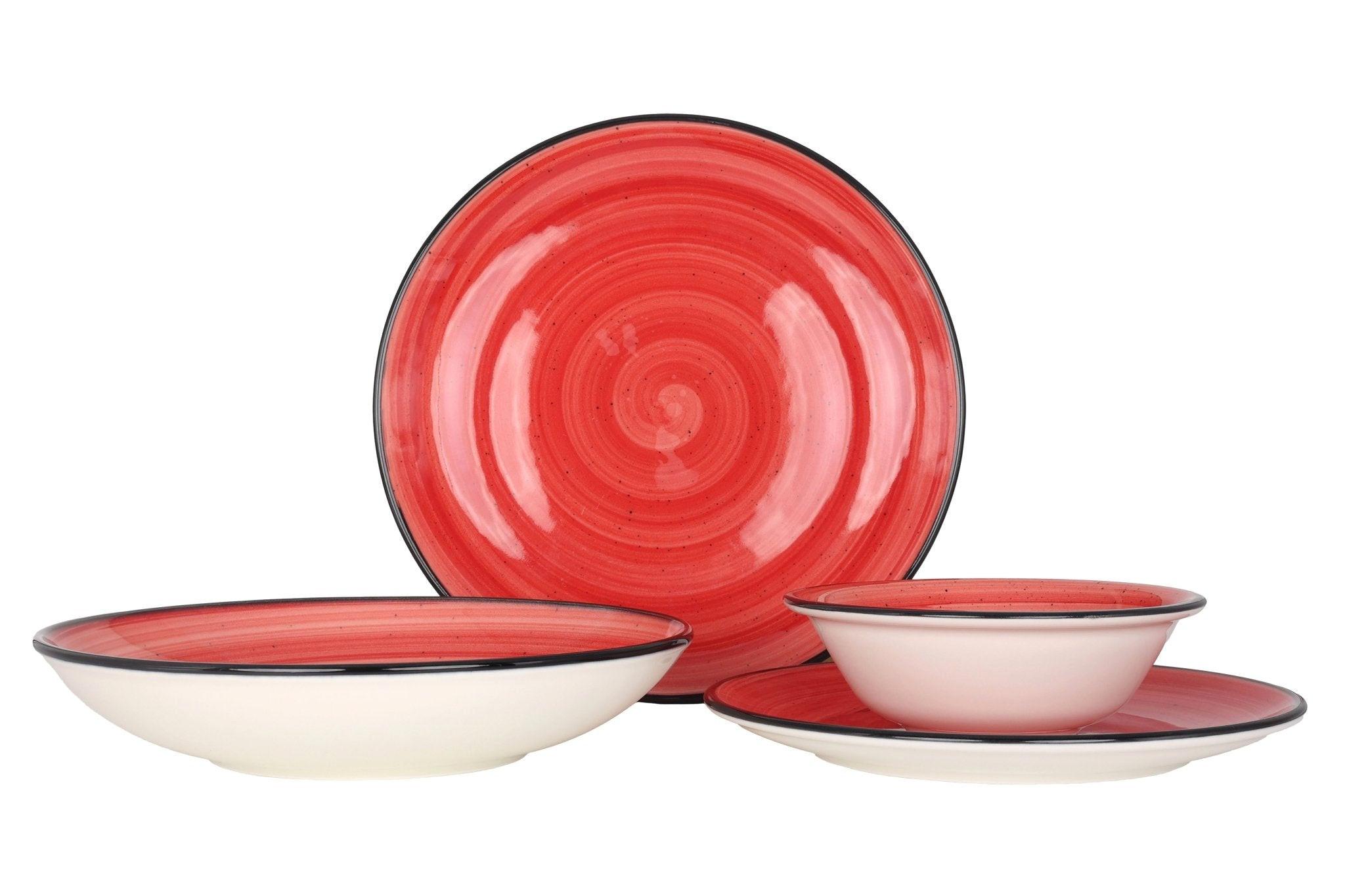 Image of Geschirrset - Aura Passion - 24 Teilig - 6 Personen - Porzellan Unisex Rot ONE SIZE